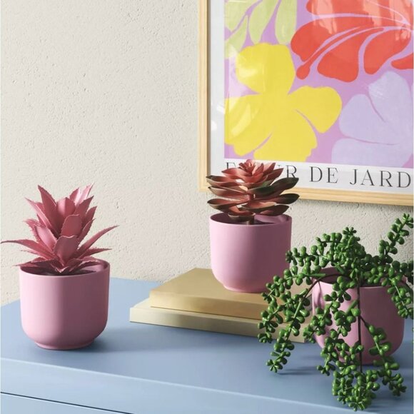 2pcs-ROOM ESSENTIALS Faux Succulents Artificial Plants Pink 3 pack - Picture 6 of 9